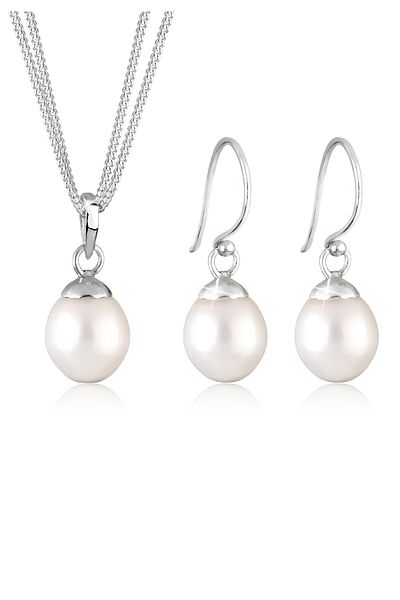 ELLI Schmuckset 925er Silber Süßwasserzuchtperle