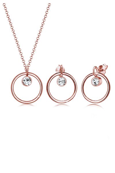 ELLI Schmuckset Kreis Geo Kristalle 925 Gümüş Tondo