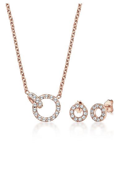ELLI Schmuckset Kette Stecker Geo Kristalle 925 Silber