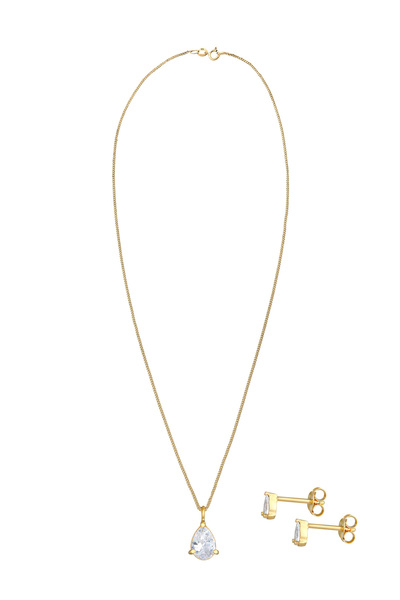 ELLI Schmuckset Kette Ohrstecker Tropfen Zirkonia Set 925 Silber