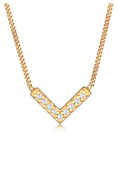 ELLI Damen-Halskette – V-förmiger Glitzer mit exquisiten Zirkoniumkristallen und 925er Sterlingsilber