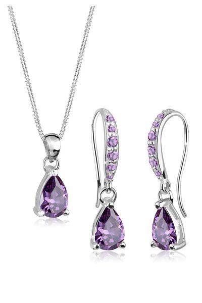 ELLI Schmuckset Tropfen Zirkonya 925 Ayar Gümüş