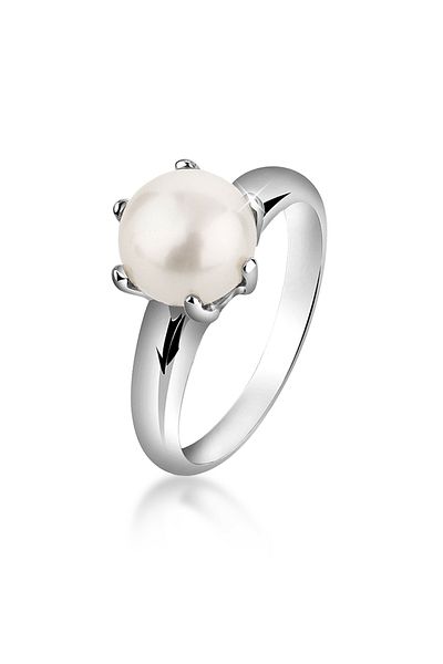 Nenalina Ring Silberring Süßwasserzuchtperle Klassik 925 Silber