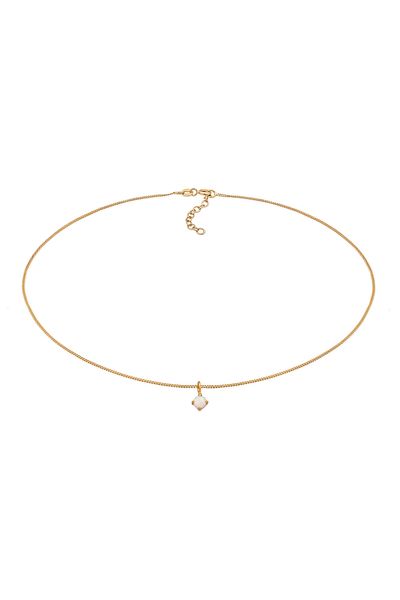 ELLI Halskette Choker Solitär synth. Opal 925 Silber vergoldet