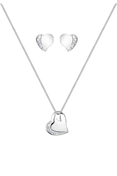 ELLI Schmuckset Herz Zirkonia 925 Sterling Silber