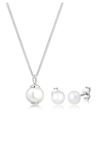 ELLI Schmuckset Luxuriöse filigrane Süßwasserzuchtperlen 925 Silber