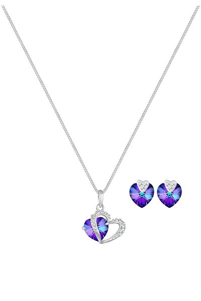 ELLI Schmuckset Herz Kristalle 925 Silber