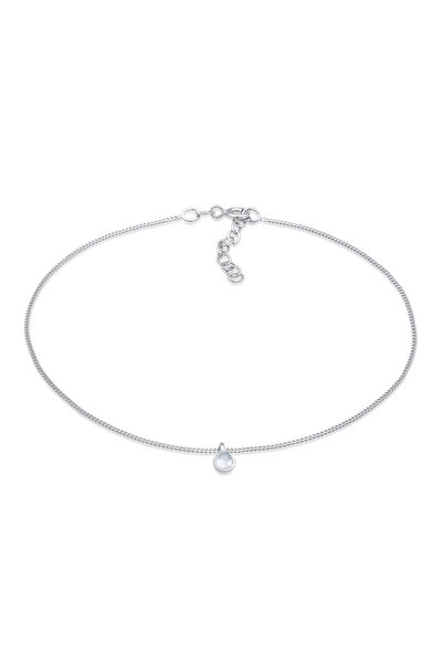 ELLI Fußschmuck Anhänger Mondstein Solitär 925 Silber