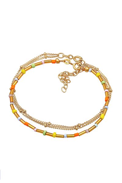 ELLI Armband Damen Layer Beads Bunt 2er Set aus 925 Sterling Silber vergoldet