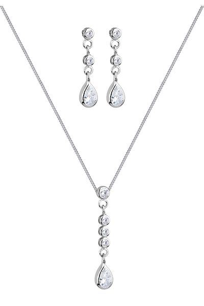 ELLI Schmuckset Tropfen Zirkonya 925 Ayar Gümüş