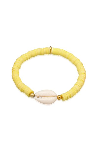 ELLI Armband Heishi Perlen Bunt Kauri Muschel 925 Silber
