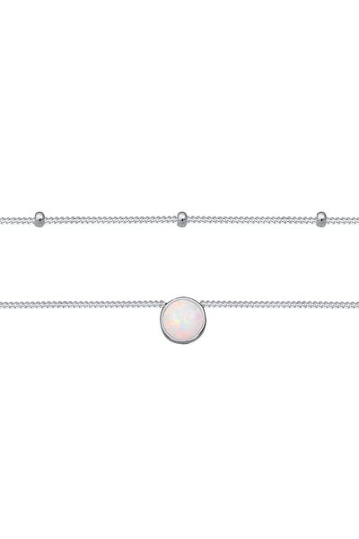 ELLI Halskette Choker Layer Opal Kugelkette 925 Sterling Silber