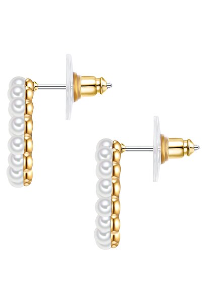 Lulu & Jane Perlenohrstecker Ohrstecker gelbgold Muschelkernperle weiß