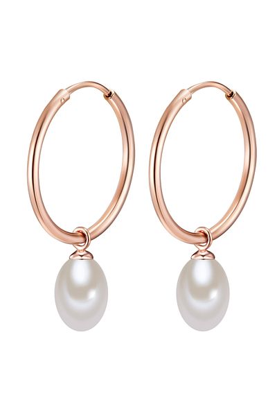 Valero Pearls Silberohrcreolen Creolen Sterling Silber roségold Süßwasser-Zuchtperle weiß