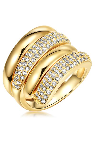 Lulu & Jane Modeschmuckring Ring gelbgold Zirkonia weiß