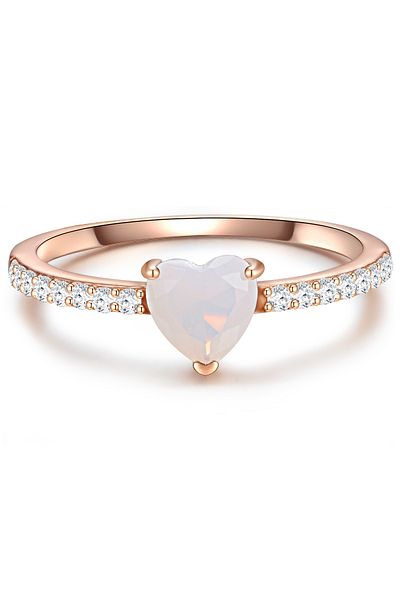 Glanzstücke München Silberring Yüzük Sterling Silber pembe altın Mondstein (synth.) Zirkonia weiß