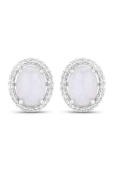 Rafaela Donata Edelsteinohrstecker Ohrstecker Sterling Silber Mondstein weiß Topas weiß