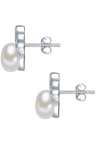 Valero Pearls Perlenohrstecker Ohrstecker Sterling Silber Süßwasser-Zuchtperle weiß Zirkonia weiß