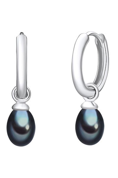 Valero Pearls Perlenohrcreolen Klappcreolen Sterling Silber Süßwasser-Zuchtperle blau