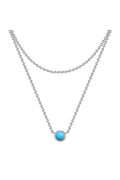 Glanzstücke München Silberhalskette Kette mit Anhänger Sterling Silber Türkis (rek.)