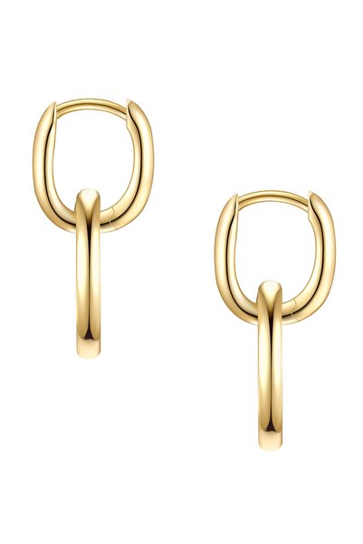 Lulu & Jane Diamantohrcreolen Creolen Sterling Silber gelbgold Diamant weiß