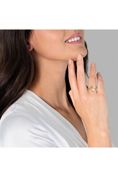 Rafaela Donata Edelsteinring Ring Sterling Silber gelbvergoldet Mondstein weiß grau