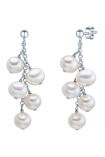 Valero Pearls Perlenohrstecker Ohrstecker Sterling Silber Süßwasser-Zuchtperle weiß