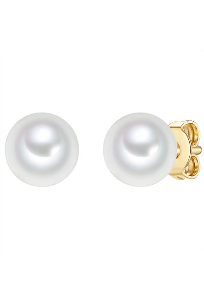 Trilani Perlenohrstecker Ohrstecker Sterling Silber gelbgold Muschelkernperle