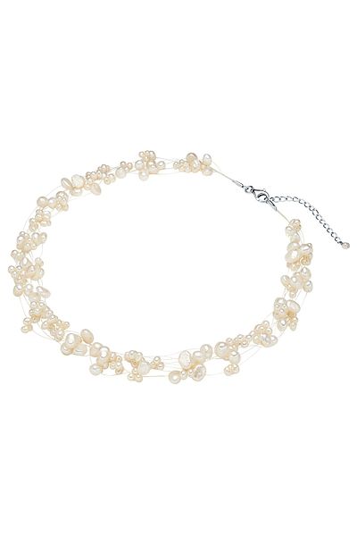 Valero Pearls Perlenhalskette Kette Sterling Silber Süßwasser-Zuchtperle weiß