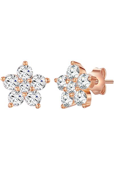 Rafaela Donata Silberohrstecker Ohrstecker Sterling Silber pembe altın Zirkonia weiß