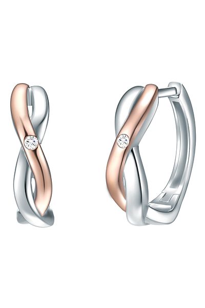 Lulu & Jane Diamantohrcreolen Creolen Sterling Silber iki Renkli Diamant weiß