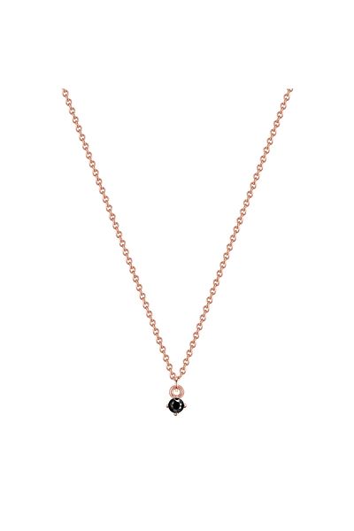 Glanzstücke München Silberhalskette Kette mit Anhänger Sterling Silber rosévergoldet Spinell schwarz