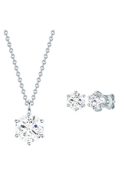 Rafaela Donata Silberohrhänger Set (Kette+Ohrstecker) Sterling Silber verziert mit Kristallen von Swarovski® weiß