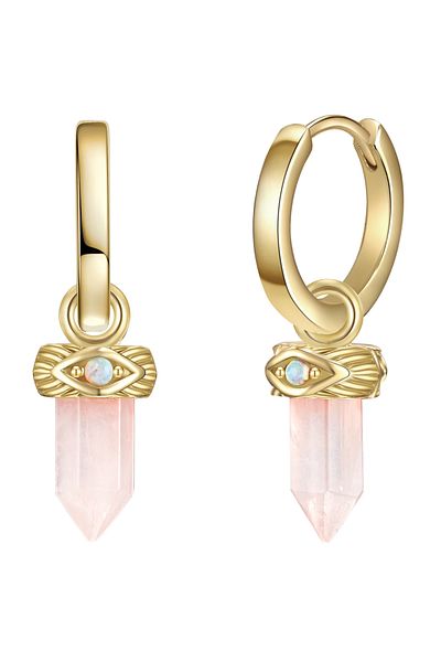 Glanzstücke München Silberohrcreolen Creolen Sterling Silber gelbgold Opal (synth.) weiß Rosenquarz