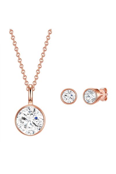 Rafaela Donata Ohrstecker mit Kristallen von Swarovski® Set (Kette+Ohrstecker) Sterling Silber roségold verziert mi