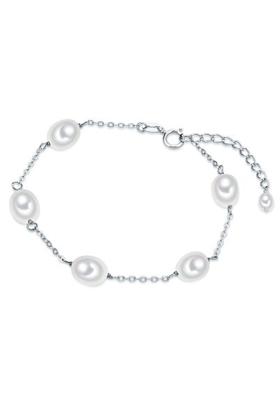 Valero Pearls Perlenarmband Armband Sterling Silber Süßwasser-Zuchtperlen weiß