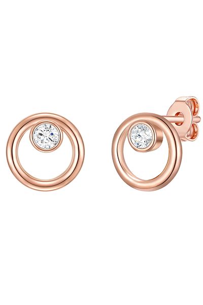 Rafaela Donata Silberohrstecker Ohrstecker Sterling Silber pembe altın Zirkonia weiß