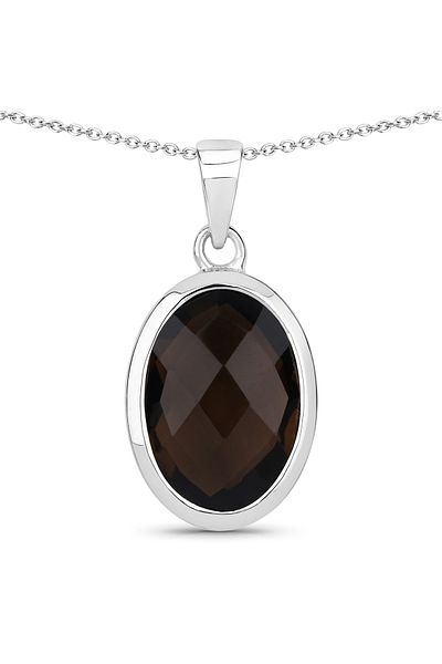 Rafaela Donata Edelsteinkette Kette mit Anhänger Sterling Silber Rauchquarz grau