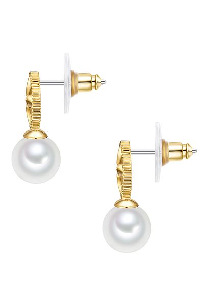 Lulu & Jane Modeschmuckohrstecker Ohrstecker gelbgold Synthetische Perle weiß Glas weiß