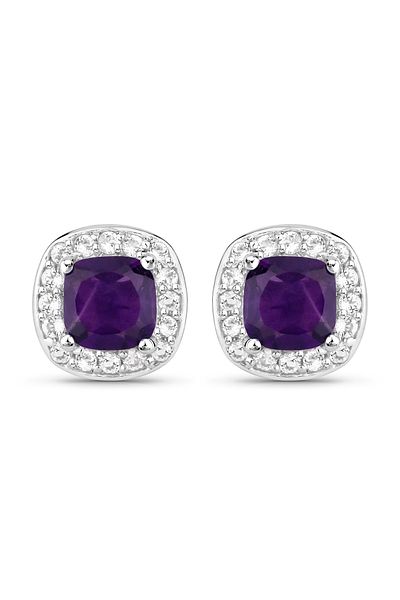 Rafaela Donata Edelsteinohrstecker Ohrstecker Sterling Silber Ametist Topas weiß