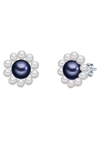 Valero Pearls Perlenohrstecker Ohrstecker Sterling Silber Süßwasser-Zuchtperlen weiß pfauenblau