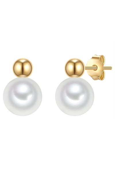 Valero Pearls Perlenohrstecker Ohrstecker Sterling Silber gelbgold Süßwasser Zuchtperle weiß