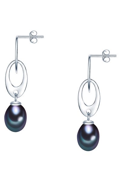 Valero Pearls Perlenohrstecker Ohrstecker Sterling Silber Süßwasser-Zuchtperle pfauenblau
