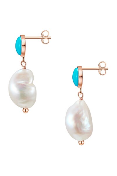 Glanzstücke München Silberohrhänger Ohrhänger Sterling Silber roségold Süßwasser-Zuchtperle weiß Türkis (rek.)