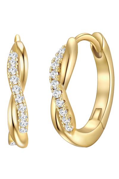 Rafaela Donata Silberohcreolen Creolen Sterling Silber gelbgold Zirkonia weiß