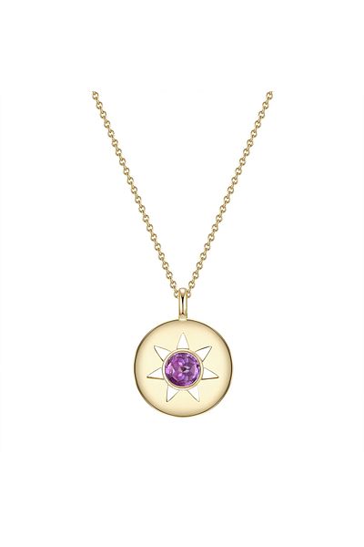 Glanzstücke München Silberhalskette Kette mit Anhänger Sterling Silber gelbgold Amethyst