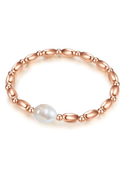 Lulu & Jane Perlenarmband Armband roségold Süßwasser-Zuchtperle weiß