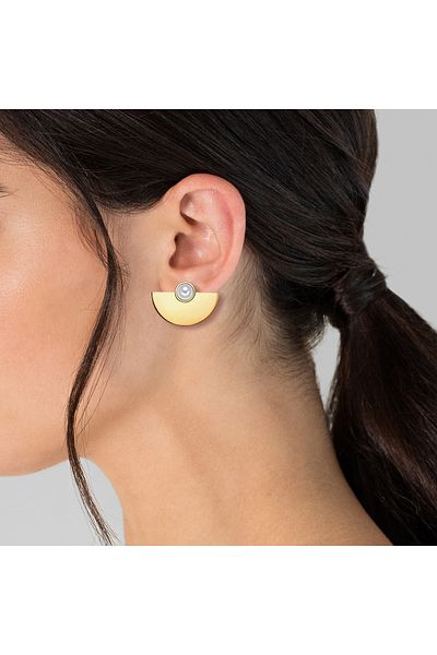 Lulu & Jane Edelstahlohrstecker Ohrstecker Edelstahl gelbgold Muschelkernperle weiß
