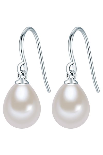 Valero Pearls Perlenohrhänger Ohrhänger Sterling Silber Süßwasser-Zuchtperle weiß