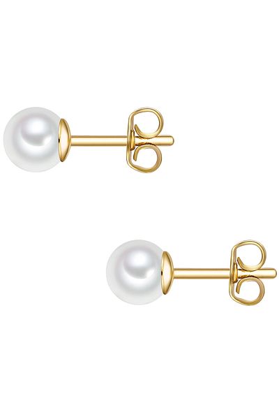 Trilani Perlenohrstecker Ohrstecker Sterling Silber gelbgold Muschelkernperle